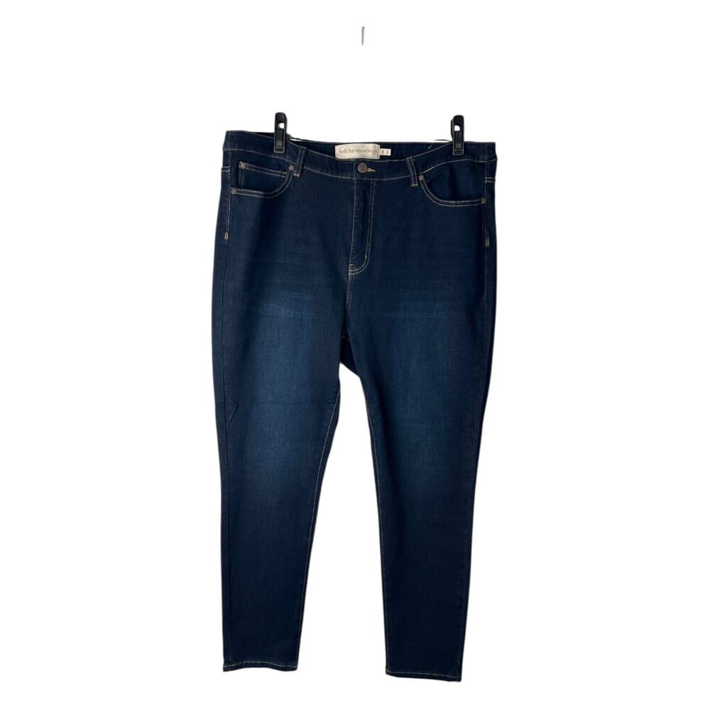 Soft Surroundings Jeans Womens Size 18W HIgh Rise Skinny Ankle Dark Wash Denim